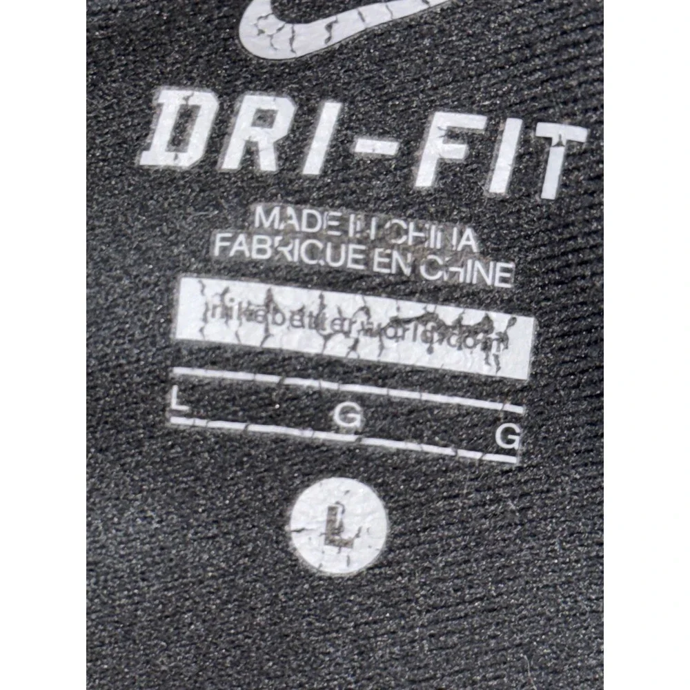 Nike Dri-FIT Women Black Cropped Athletic Joggers Zipper Pockets Orange Swoosh L